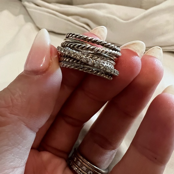 David Yurman Jewelry - Authentic David Yurman Crossover ring with diamonds, size 5
